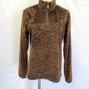 Wooly Bully Wear Colorado brown 1/4 zip velvet fleece pullover Size Medium